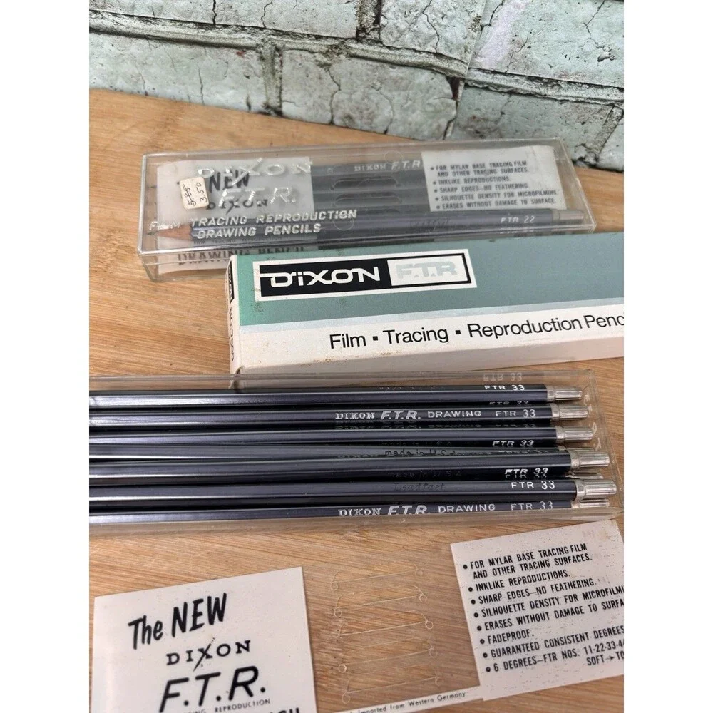 Lot DIXON FTR Drawing Pencils #33, #22,#11 New & Used, Boxes,24 Total Vintage